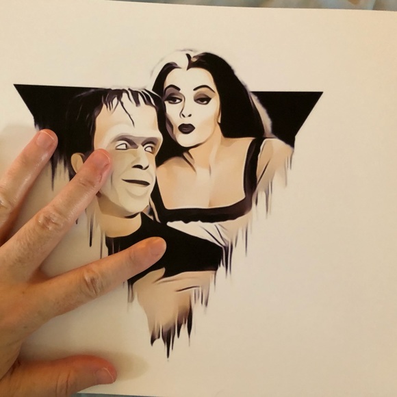 HERMAN AND LILY MUNSTER ART PRINT - Picture 1 of 2